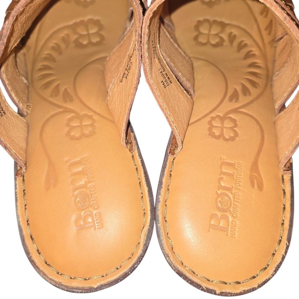Born Pollina Woven Leather Sandal Mule Womens 9 Brown Heeled Clog D53041 - Picture 8 of 11